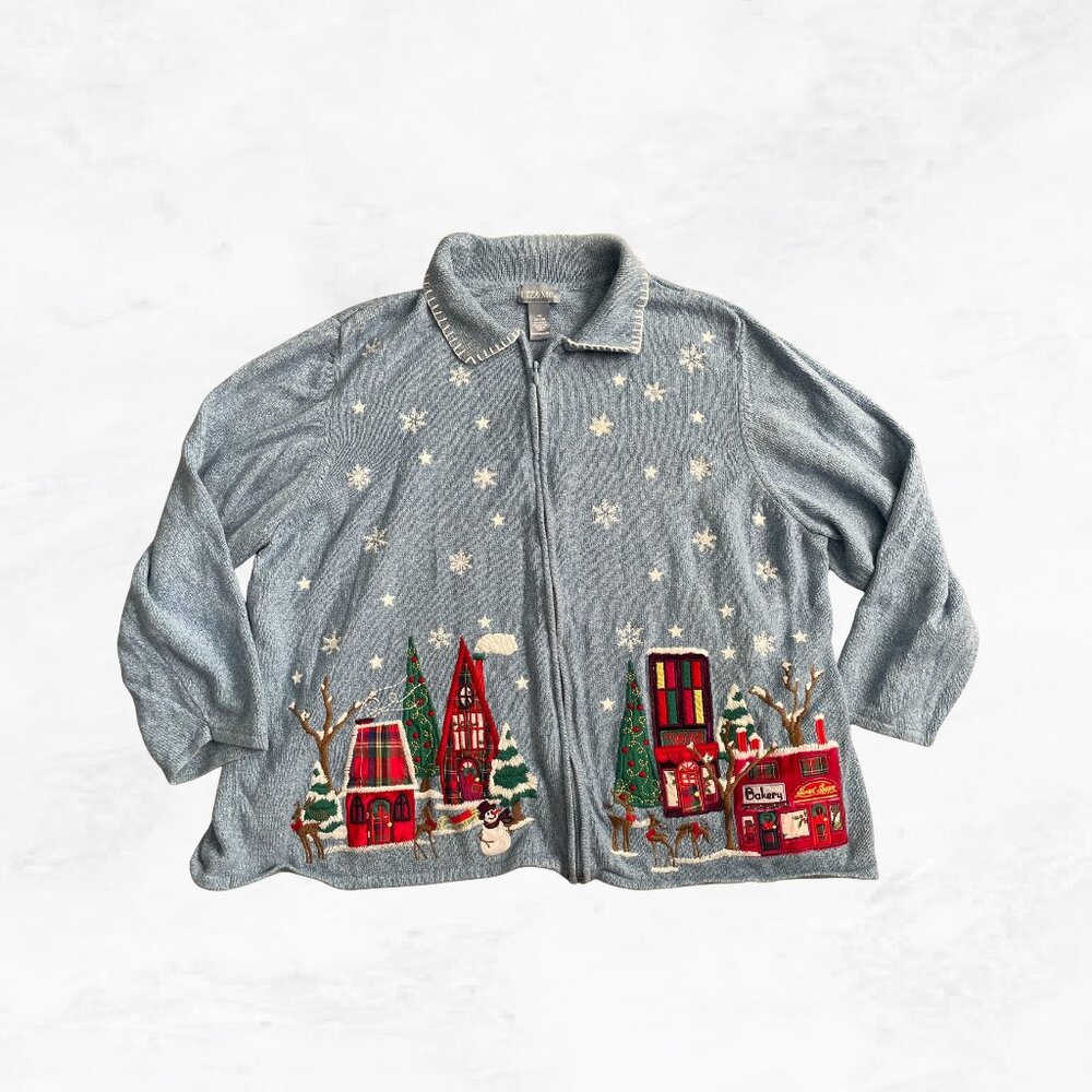 Vintage Liz & Me Holiday Village Sweater